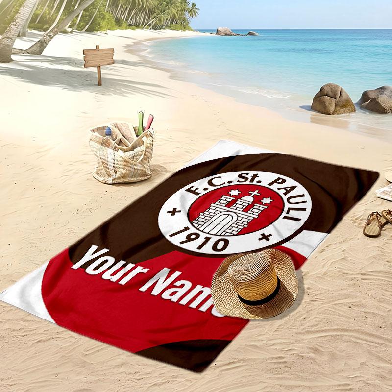 FC St. Asciugamano da Spiaggia Stampato Personalizzato Pauli Logo Calcio Supporto Nome Personalizzato Testo Asciugamano Assorbente Per Sport Viaggio Regalo Speciale