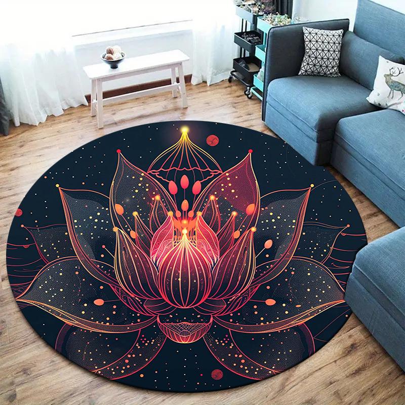 Beautiful flowers Round Area Rug,Carpet Rug for Living Room Bedroom Sofa Playroom Decor,Non-slip Floor Mat