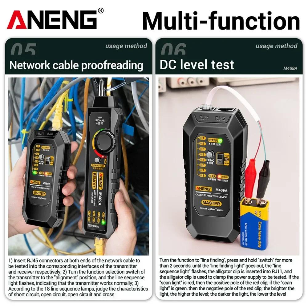2026 Multifunktionaler Netzwerkkabeltester RJ45 RJ11 ANENG M469A Netzwerk-Analysator LAN-Kabeltester Draht-Tracker Tracer Toner-Detektor Leitungsprüfwerkzeuge