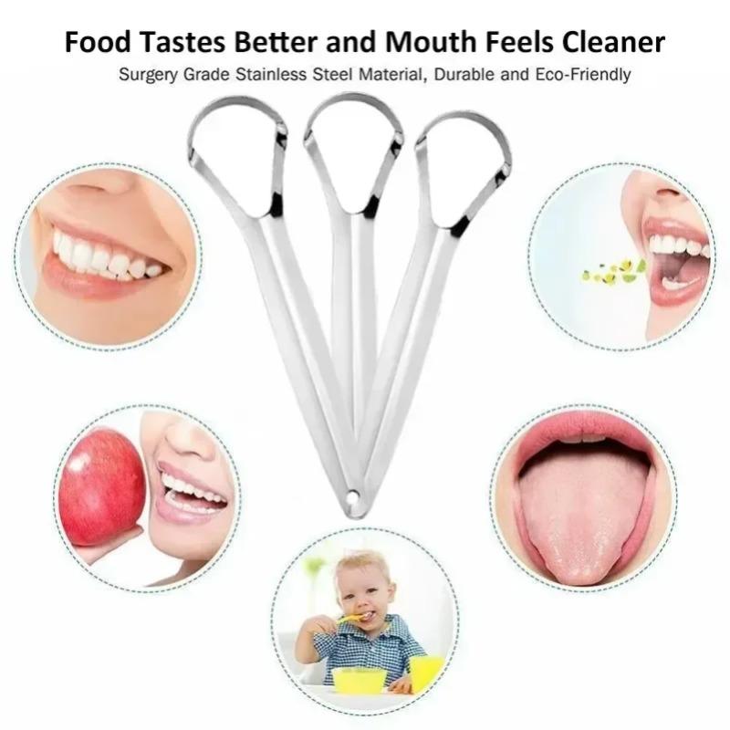 Stainless Steel Tongue Scraper for Halitosis Tongue Coating Remover Oral Hygiene Tool Tongue Cleaner Brush