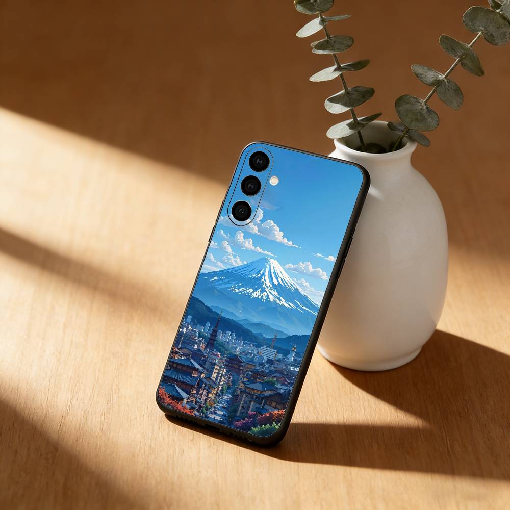 Mount Fuji Sonnenuntergang Handyhülle Für Samsung Galaxy A20,21s,22,31,32,52,53,72,73,80,91 Weiche Schwarze Hülle