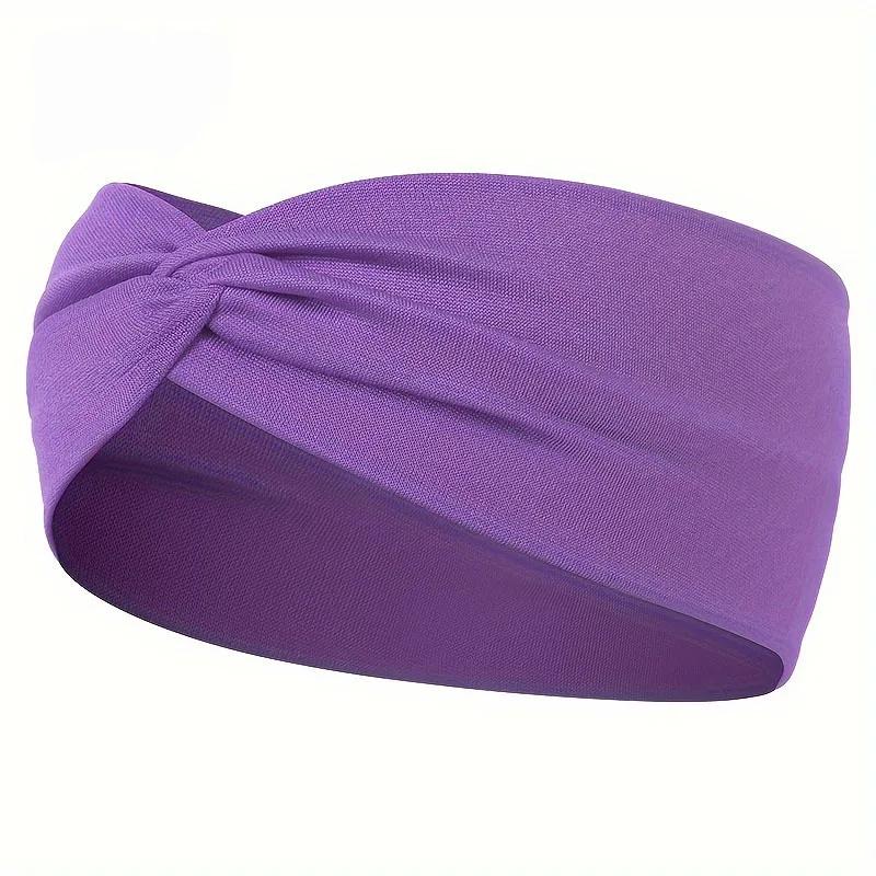 Simple Solid Color Cross Knotted Elastic Wide Headband Women Unisex Sports Yoga Hair Bands Headscarf Headwear