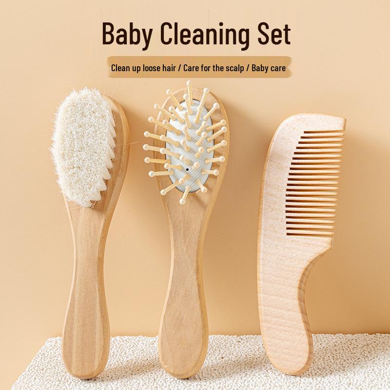 Kids' Hairdressing Set: Shampoo Cleaning Brush & Baby Massage Wool Comb