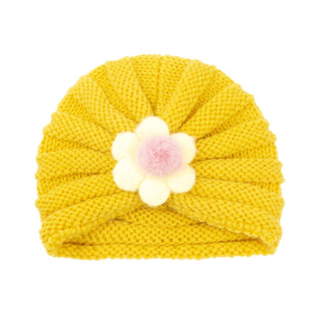 Toddler Outdoor Big Flower Infant Newborn Winter Baby Hat Beanie Cap Knitted Hats Kids Bonnet Hat