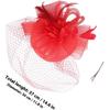 Alasum Mesh Floral Clip Headband, Red Cocktail Hair Accessory for Women, Wedding Tea Party Special Occasion Headwear