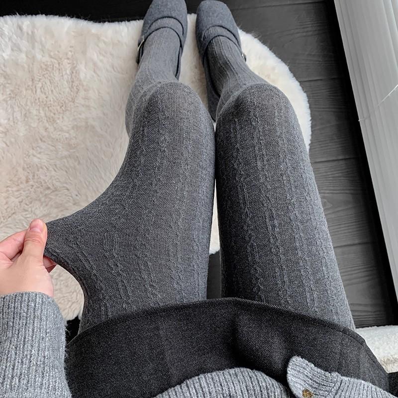 Thermal Vertical Ribbed Knit Tights Vintage Women Slimming Stockings Korean Fashion Underwear For Autumn Winter Cotton Pantyhose