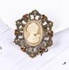 Crystal Rhinestones Cameo Vintage Brooches for Women Queen's Cameo Beauty Head Brooch Pin Clothing Accessories Girls Gifts