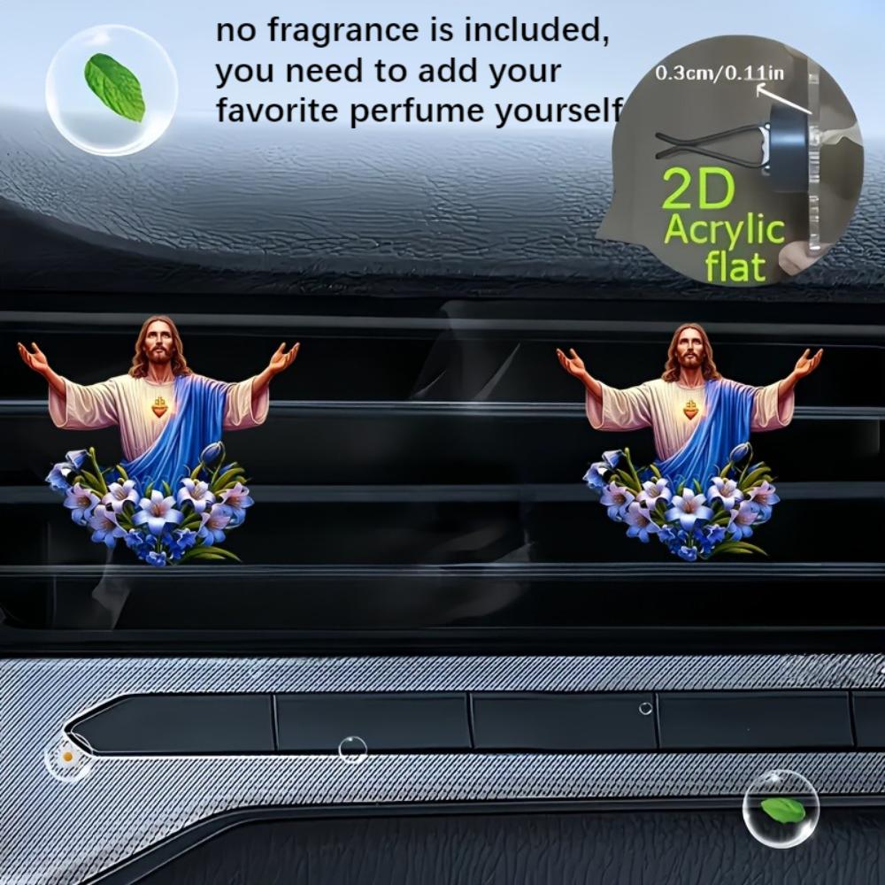 2D Flat Sacred Car Vent Clip Decorative Diffuser (fragrance Not Included), Car Interior Decoration, Aromatherapy Clip, Ideal for Holiday Gifts