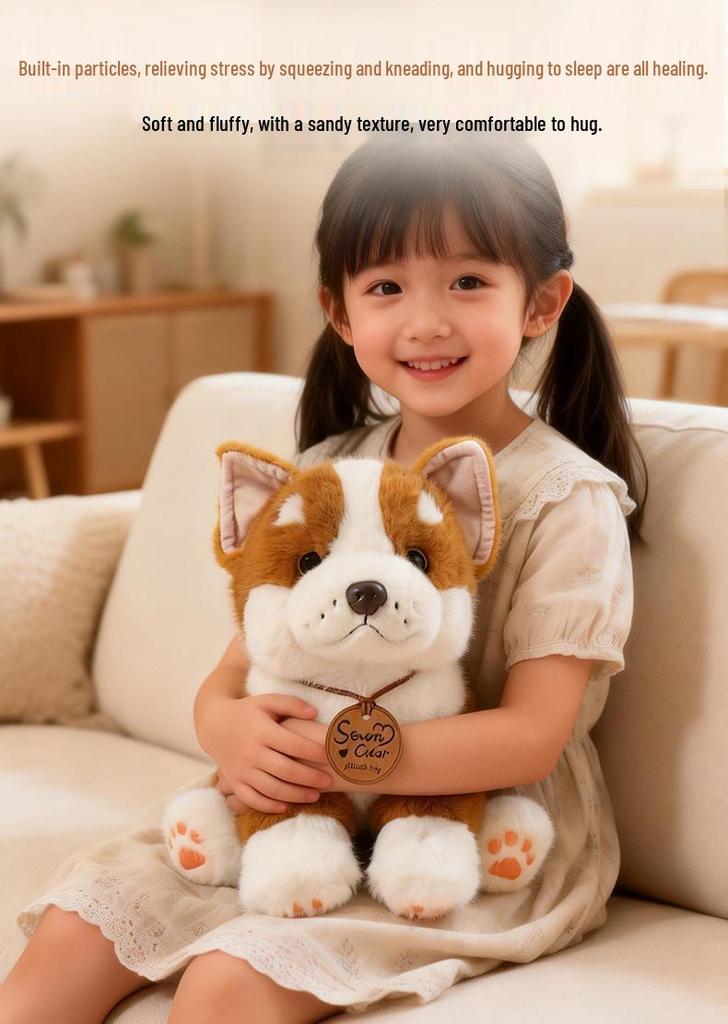 Realistic Corgi Plush Toy Puppy Doll Gift for Kids
