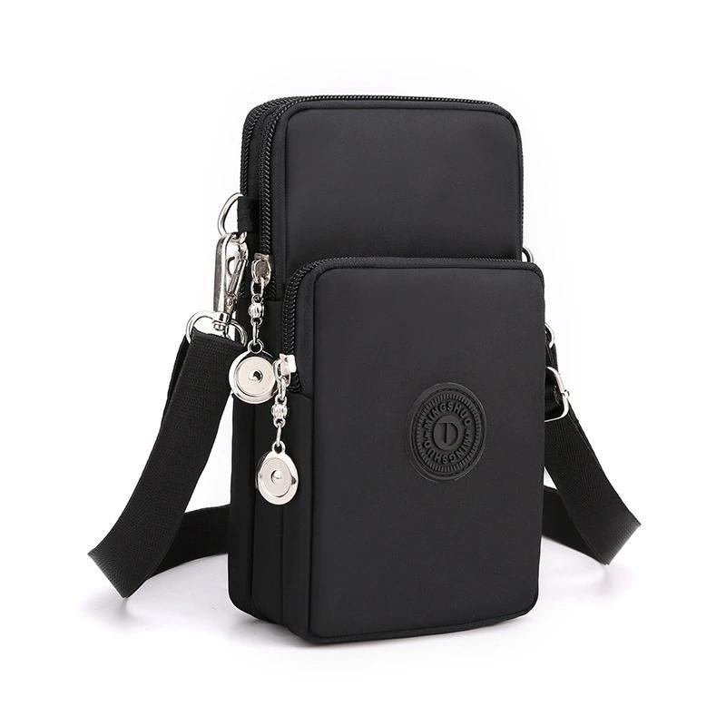 Women Small Crossbody Phone Bag Multi Pocket Waterproof Nylon Mini Shoulder Bag with 3 Zipper Compartments for Daily Travel