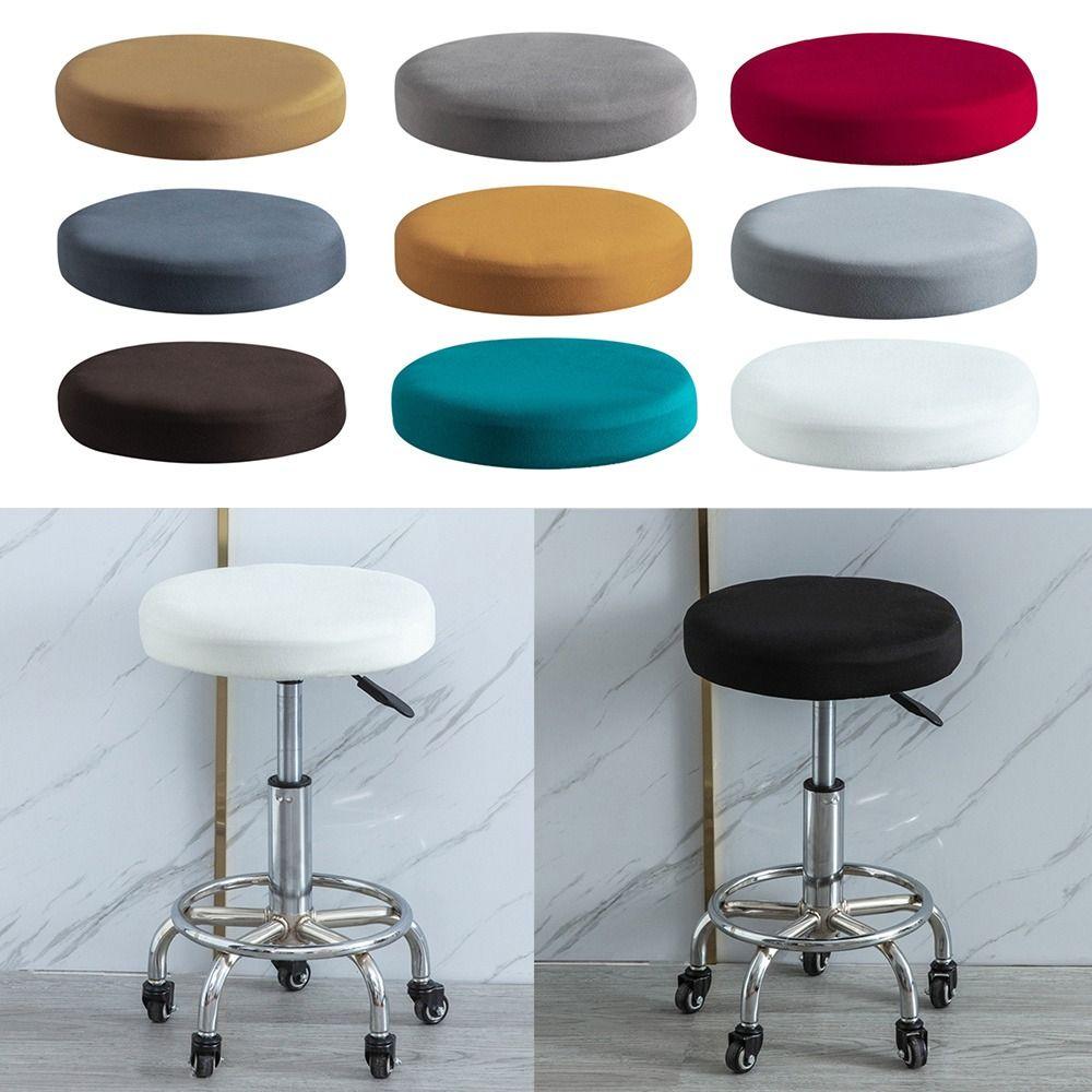 Thickened Bar Stool Sleeve Solid Color Chair Cushion Cover Chairs Accessories Round Chair Cover