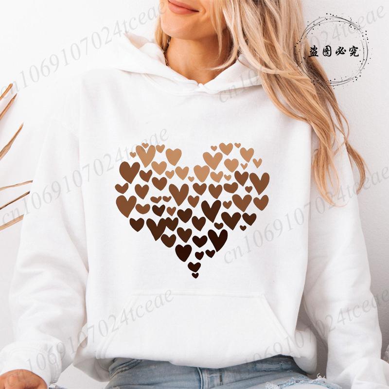 Women Hoodies Tops Funny Heart Leopard Print Hoodie Fashion Clothing Casual Female Sweatshirts Heart Leopard Fashion Streetwear
