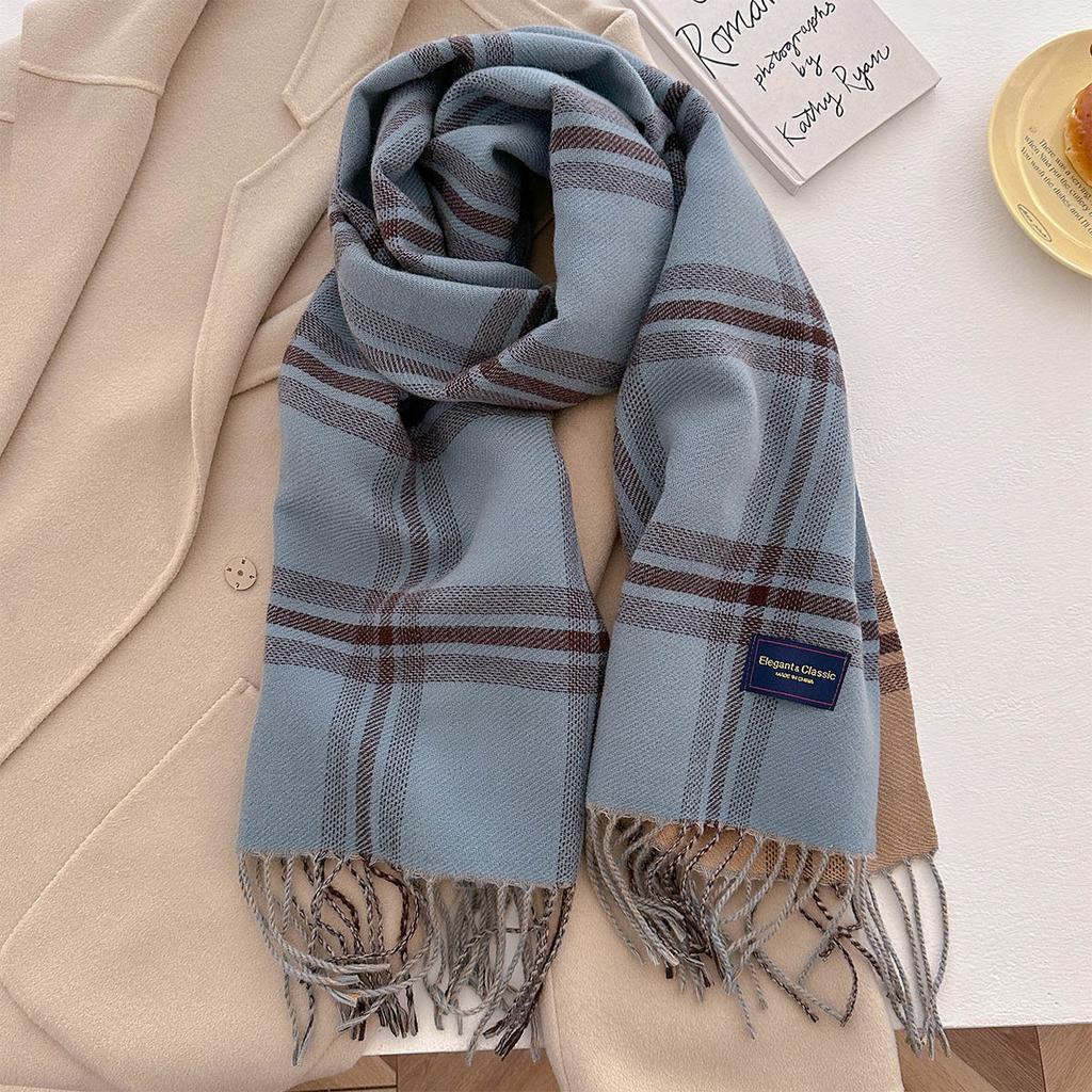 Autumn New Style Imitation Cashmere Simple Striped Scarf Fashionable Warm Couple Student Scarf Thickened Shawl