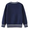 Parent-child Outfit Contrast Color Pockets for Middle and Large Children Knitted Cardigan College School Uniform Girls Sweater Jacket