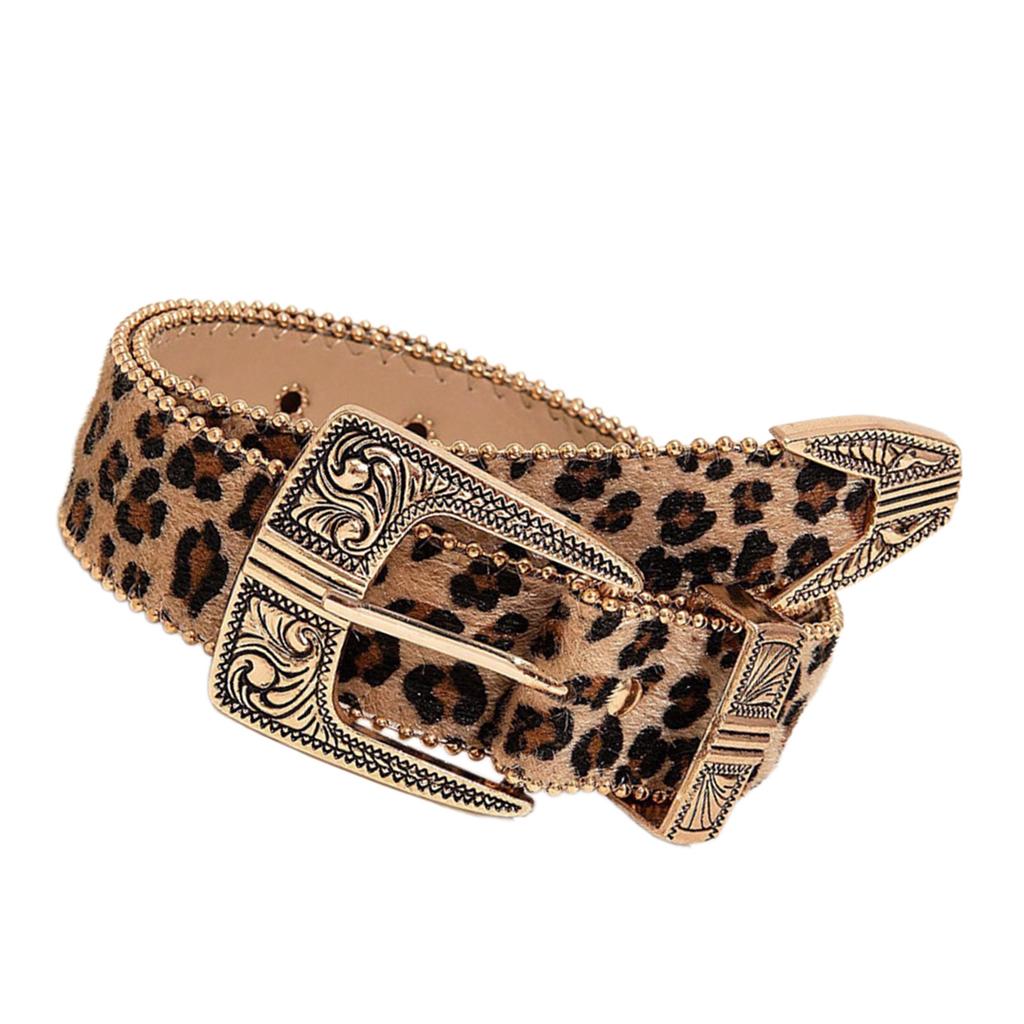Leopard Belt for Jeans Skirt Bead Trim Velvet Belt Subculture Pants Belt Y2K Women Belt Clothing Waist Decoration