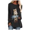 Fashion Women's  Printed Long Sleeve Round-Neck T-Shirt Long Style Tops