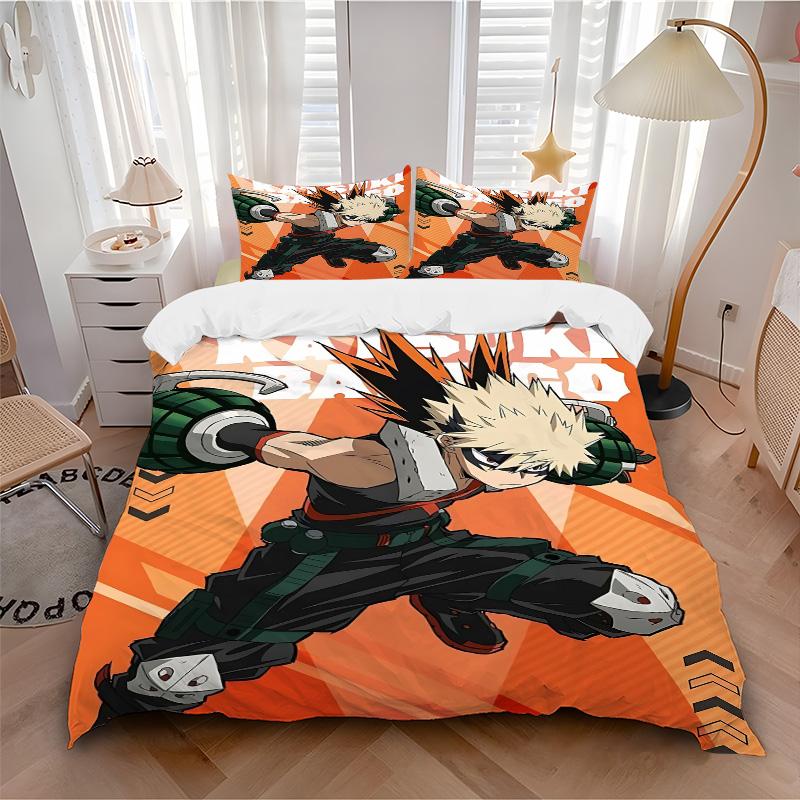 Katsuki Battle Mode Print 3Pcs Bedding Setduvet Cover With 2 Bedropillowcase Home Birthday Gift