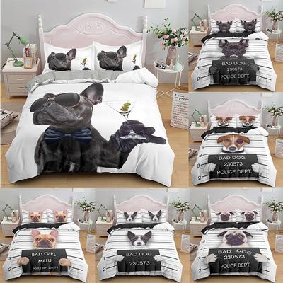Digital Printing Three-Piece Fashion 3D Dog Bedding Kit Quilt Cover Pillowcase