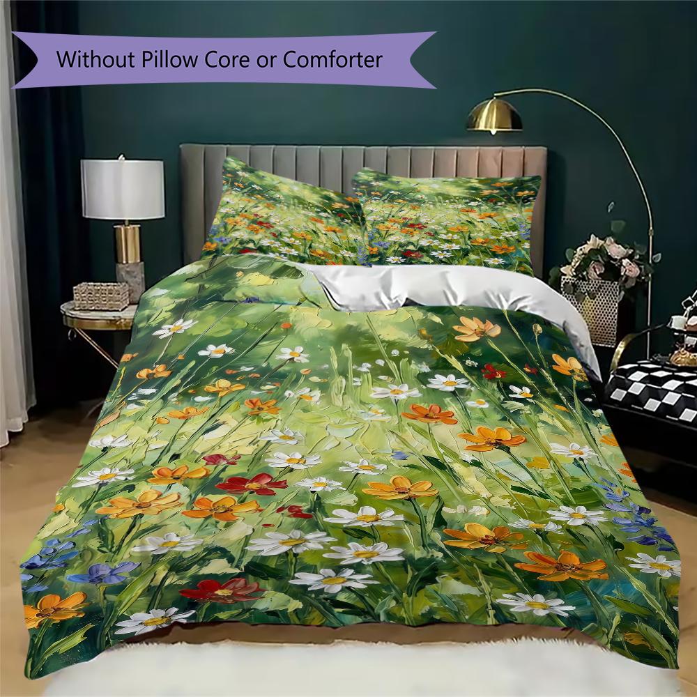Healing Flower Pattern Bedding uilt Set uilt Cover Pillowcase Home Decoration Birthday Gift (1 * duvet cover + 2 * pillowcase without core)
