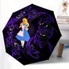 1pc Alice's Wonderland Automatic Folding Umbrella - 3 Folding Design, Vivid Cartoon Pattern, Suitable for Outdoor Activities, A Gift for Fan