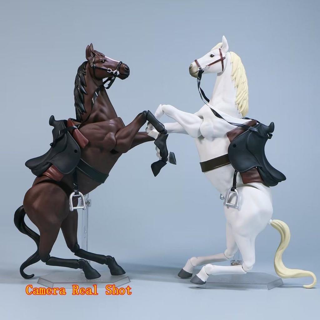 Figma 490 Brown White Black Yellow Horse Articulated Poseable Horse Model Toy Figure Diorama Display Set Scene Gift Collector