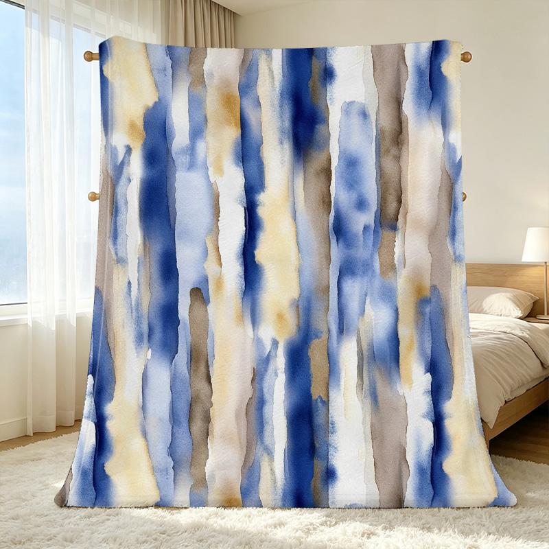 Thick Warm Flannel Throw Blanket | Abstract Watercolor Print | Soft & Cozy for Home Leisure, Guest Room Use, Christmas & Halloween
