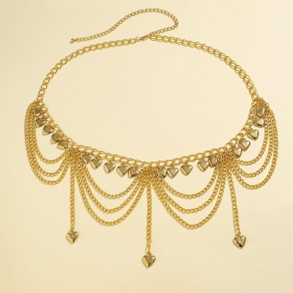 

Gold Metal Body Chain Silver Pearl Tassel Waist Chain Summer Dress Accessories style 2