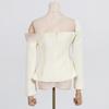 Niche Design Temperament Sloping Shoulders Waist Top With Lace Mesh Skirt Suit Women