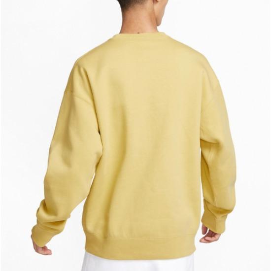 Nike Solo Swoosh Men's Fleece Crewneck Sweatshirt Yellow DX1362-700