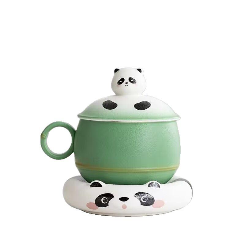Cute Panda Tea Cup Ceramic Tea Separation With Filter Spoon Creative Coffee Water Cup Souvenir