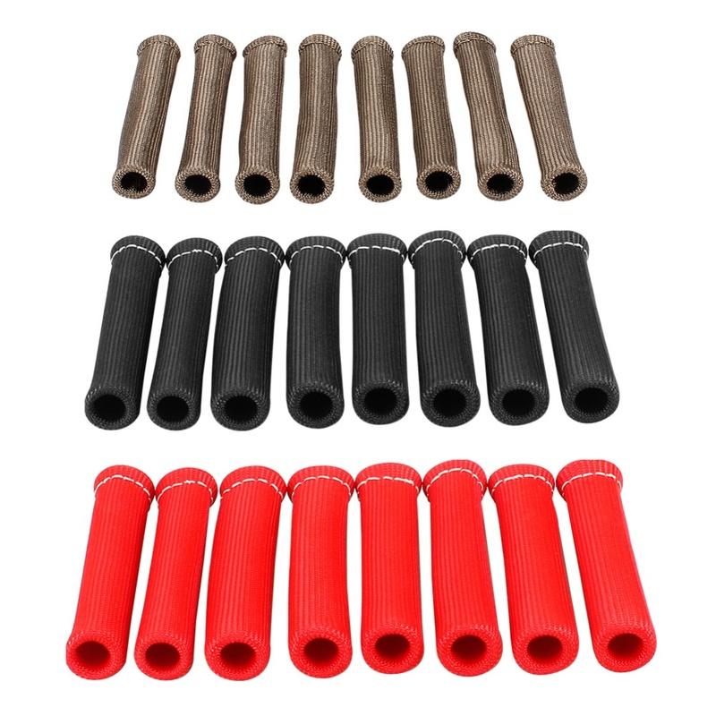 8 PCS Heat Shield Sleeves for Spark Wire 2500 Degree Heat Protection Spark Boot Wrap 6 3 Inch for Hot Rod Vehicles