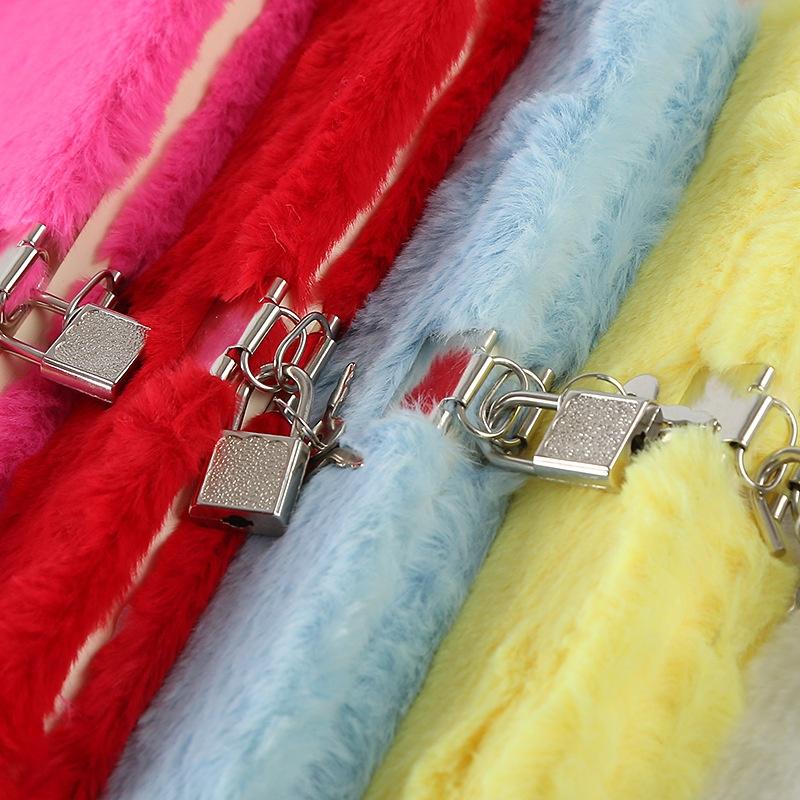 New A5 Creative Lovely Student Plush Diary Book Notebook with Lock School Gift