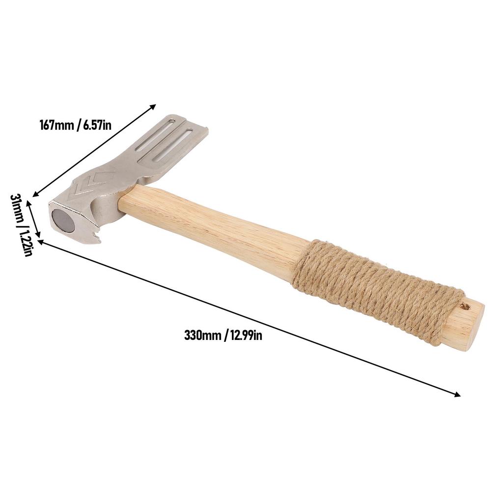 Magnetic Roofing Hammer Multifunctional Magnetic Faced Roofing Hatchet with Hemp Rope Anti Slip Wood Handle for Installing Roofing Nails Felt Hats