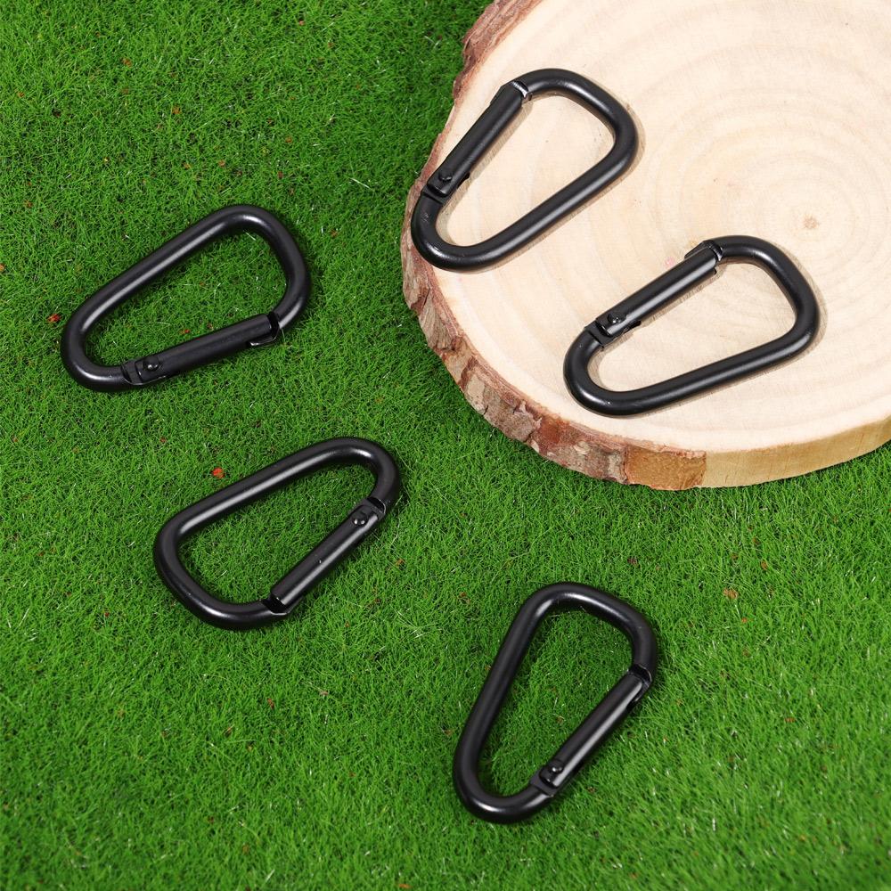 Aluminium Safety Camping Hiking Hook Buckle Keychain Alloy Carabiner Black Climbing Button