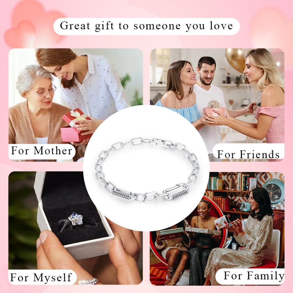 New 925 Silver Bracelet with Diamond Clasp Beaded Charm DIY Jewelry for Women Perfect Holiday Gift