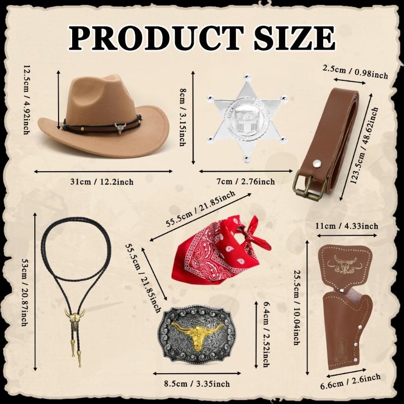 Abiti Western Cappelli da Cowboy Bandane Accessori Costume da Cowboy Western per Festa di Halloween Travestimento Gioco di Finzione