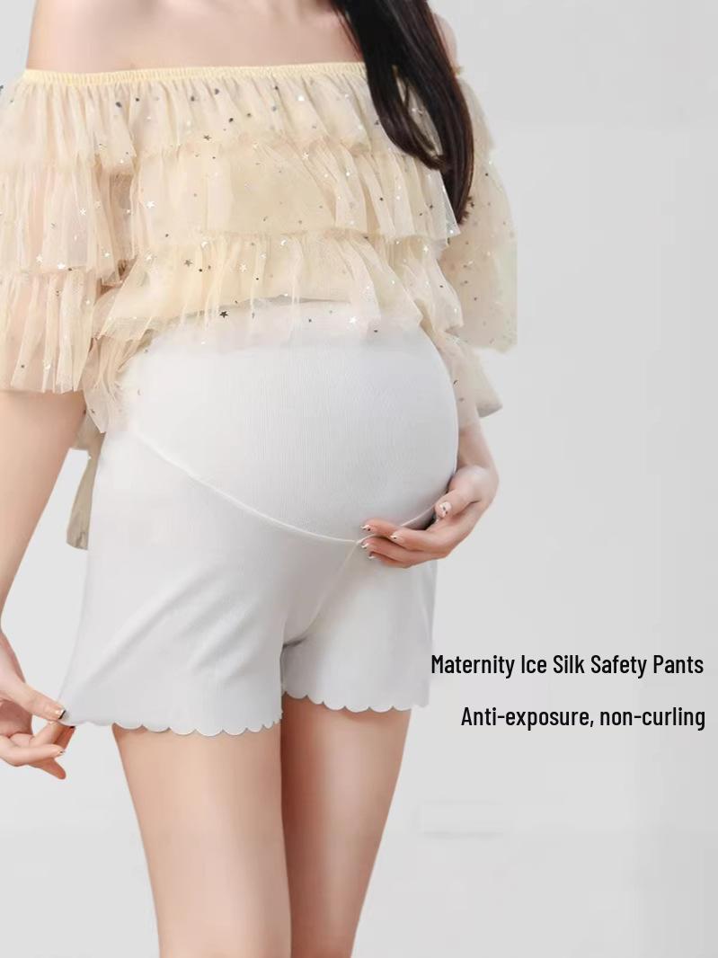 Ice Silk Lightweight Maternity Support Shorts - Three-Quarter Length Loose Safety Base Layer L (suggested 110-130 lbs) чёрный