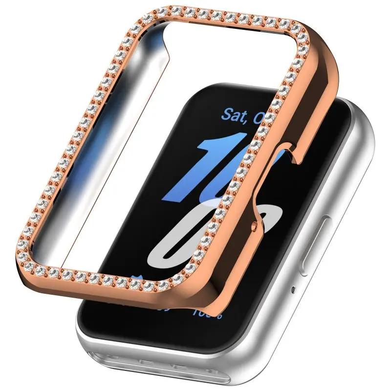 Bling PC Hülle für Samsung Galaxy Fit 3 Samrtwatch Armband Diamant Kristall Bumper Schutzhülle Displayschutzfolie Fit3