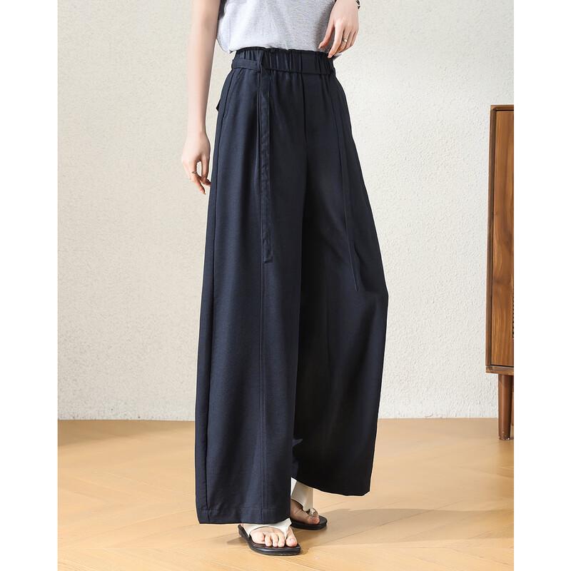 TERRE BLEUE Women s Linen Blend Breathable Wide-Leg Pants 27