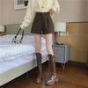 Women's Black Woolen High-Waisted Wide-Leg Shorts for Autumn/Winter 2023