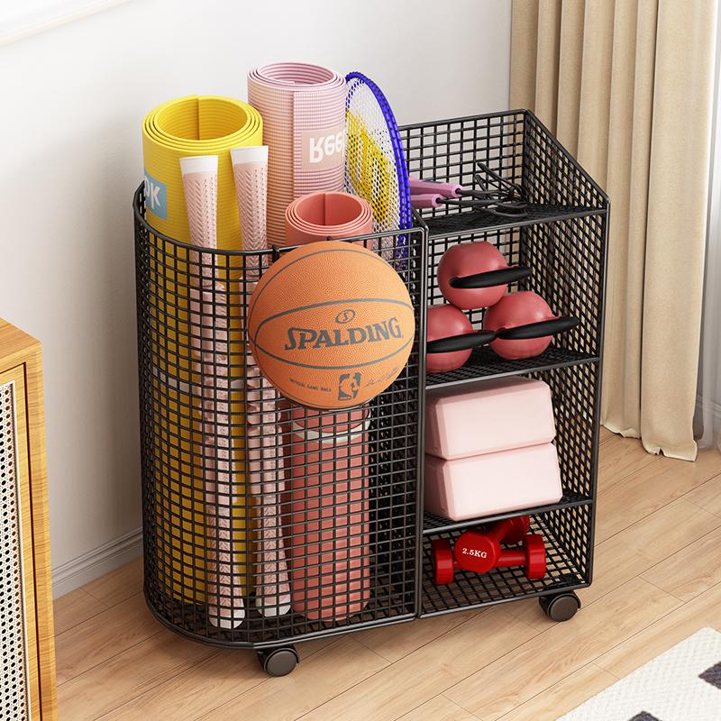 Estante de Chão para Armazenamento de Basquete e Prateleira de Brinquedos para Equipamentos Esportivos e Tapetes de Yoga