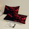 3pcs Floral Flat Sheet 3D Printed Red Plum Blossom Fitted Sheet Sets With Pillowcases No Filling Minimalism Watercolor Style