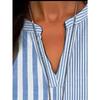 Women's Summer Striped V-Neck Long Sleeve Casual Loose Pullover Shirt