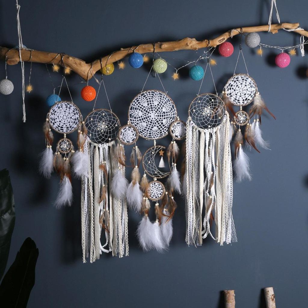 Nordic Five-Piece Feather Dream Catcher Wall Hanging Decor Set