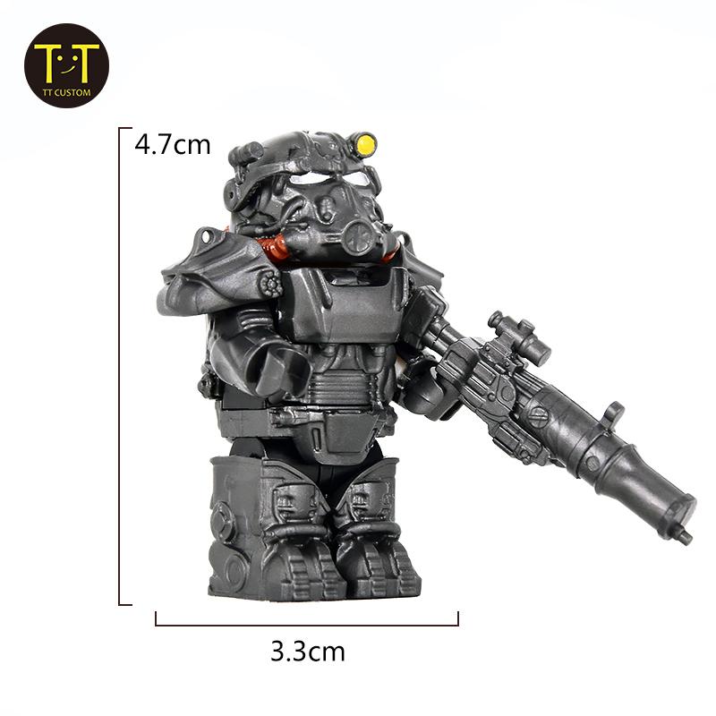 MOC Military T60 Armor Soldiers Mini Anime Action fallouts Figures Weapons Robot Kinghts Building Blocks Bricks DIY Toys  gifts