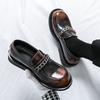 Men's shoes new small leather shoes autumn trend personality chain loafers men's foreign trade fashion retro leather shoes men