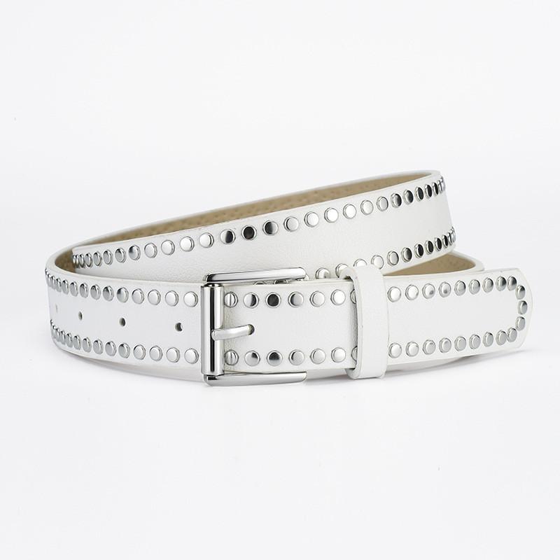 Design Unique Original Pu Leather Belt With Rivet Detailing For Womens Outfits Casual