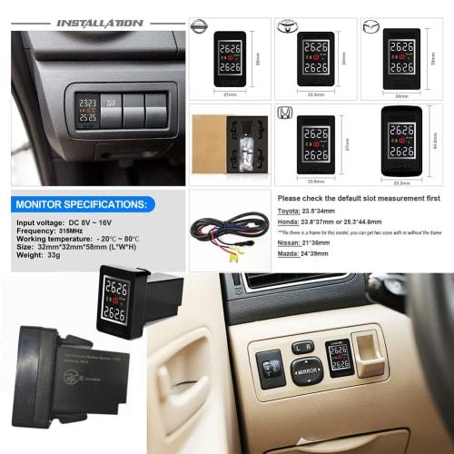 U912 Systém monitorování tlaku v pneumatikách TPMS Sledování tlaku v reálném čase Teplotní tlak 4 Interní nebo externí RF senzory pro Toyota/Honda/Nissan/Mazda (se 4