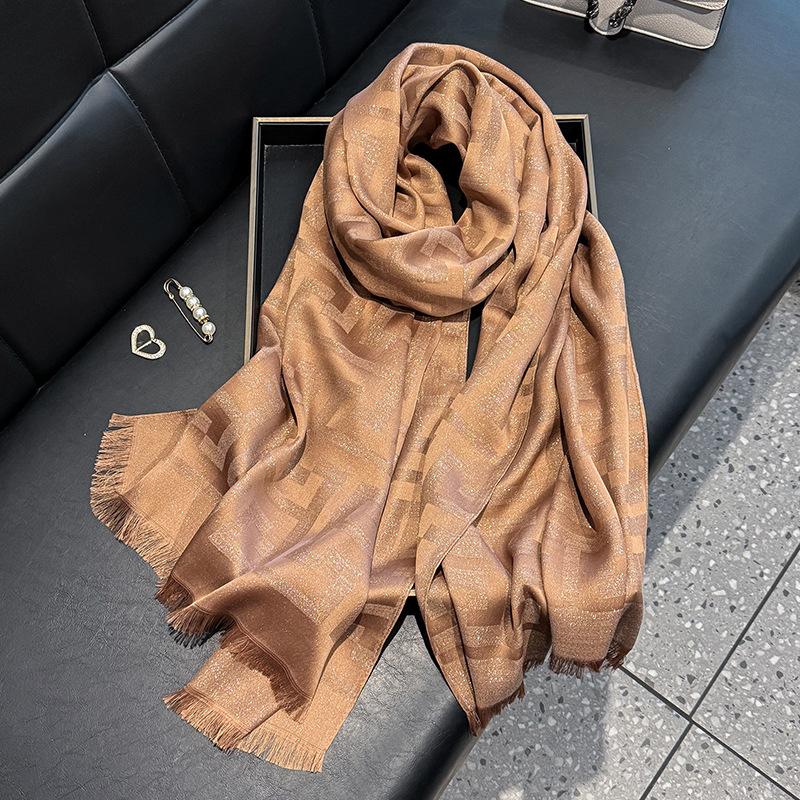 

Длинные шелковые шарфы для весны и лета, Универсальные шарфы из высококачественного хлопка тенсел, Для помещений с кондиционером, Подкладки для шеи, Шали, Дорожные наряды темно-коричневого