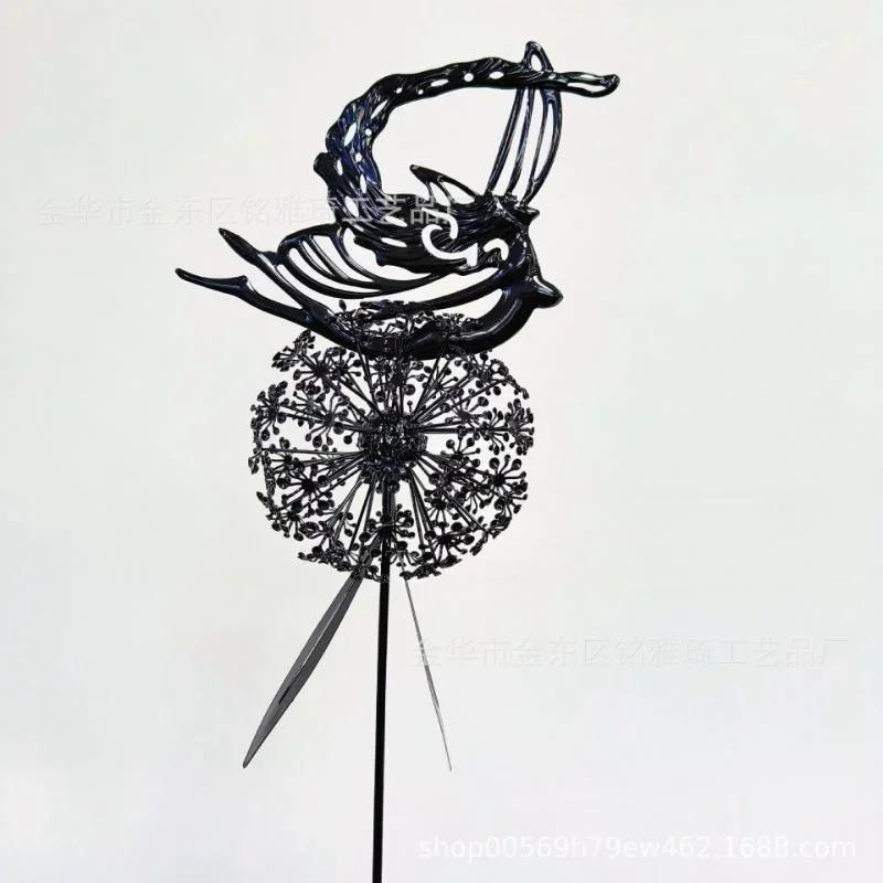 Garden Decorative Fairies and Dandelions Dance Together Metal Garden Yard Art Decor Lawn Landscape Sculpture Pixies Decoration
